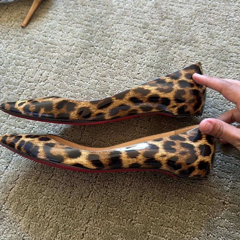 Christian Louboutin Leopard Patent Point Toe Flats - Picture 3 of 11